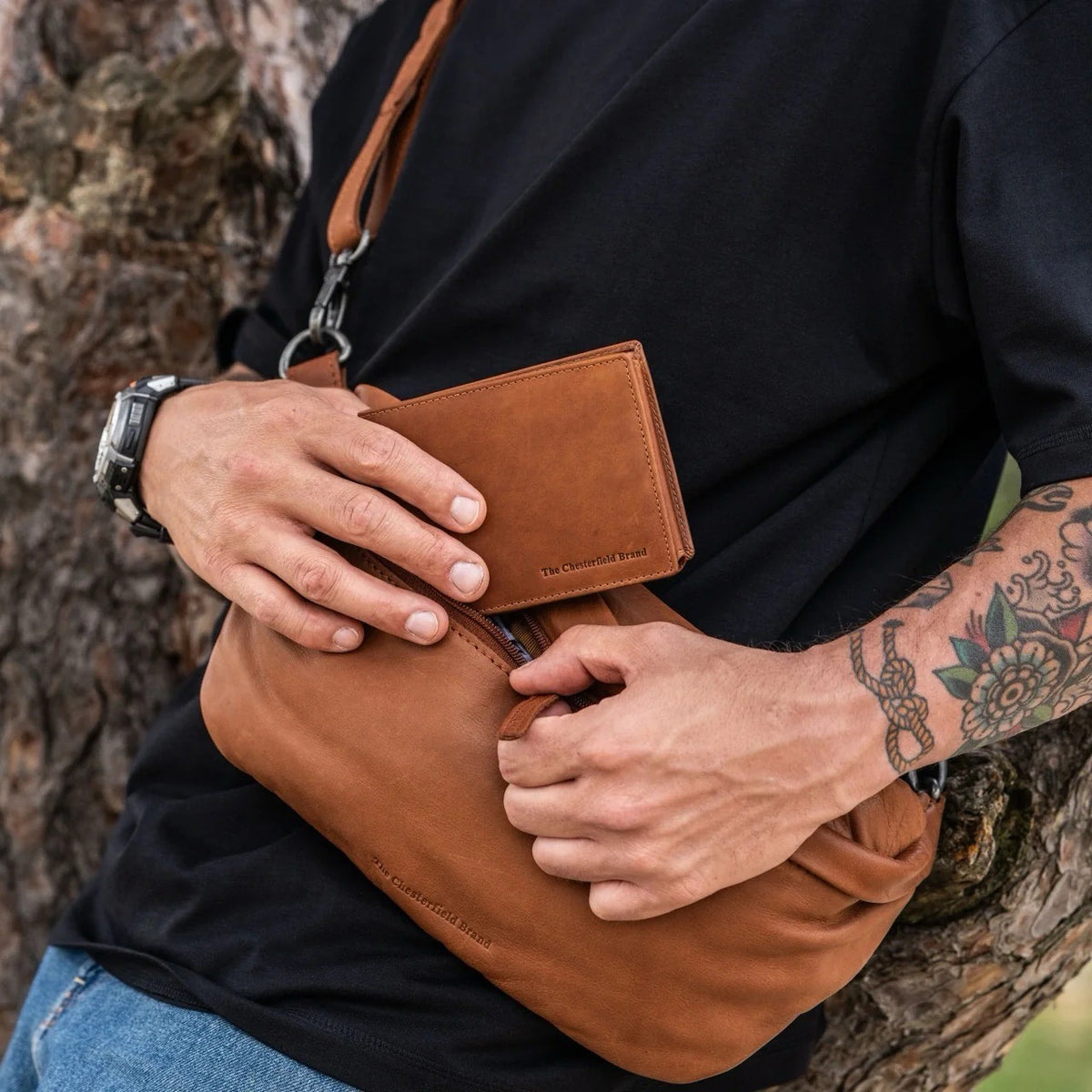 Leder Portemonnaie Cognac Marion