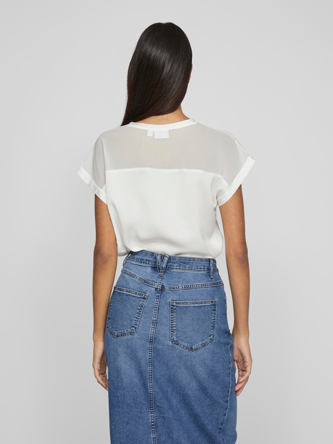 VIELLETTE O-NECK S/S MESH TOP - NOO