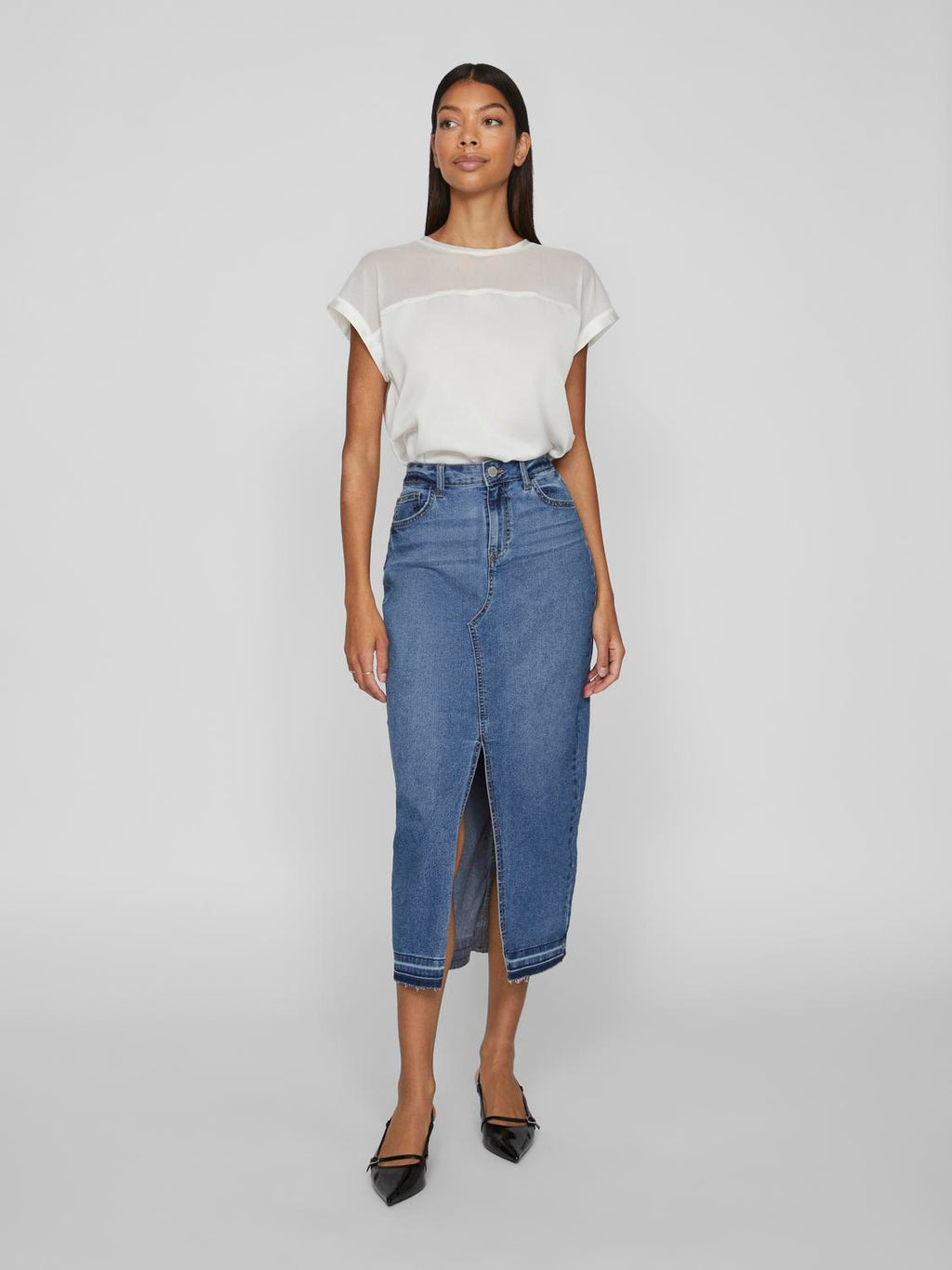 VIELLETTE O-NECK S/S MESH TOP - NOO