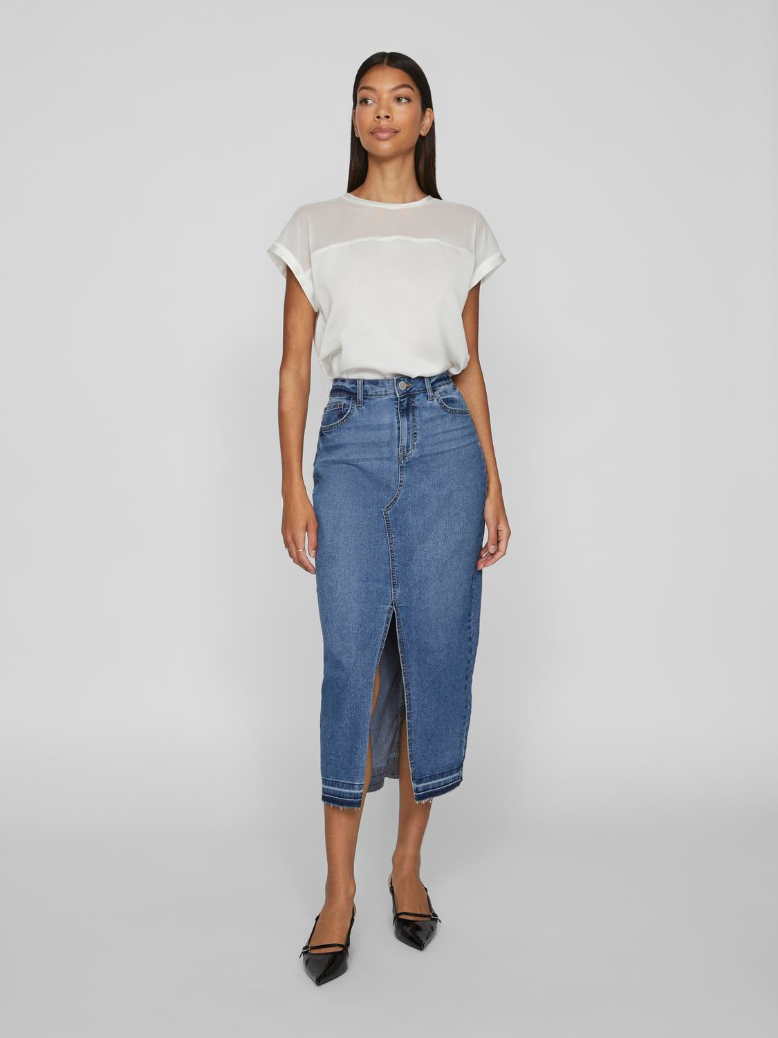 VIELLETTE O-NECK S/S MESH TOP - NOO