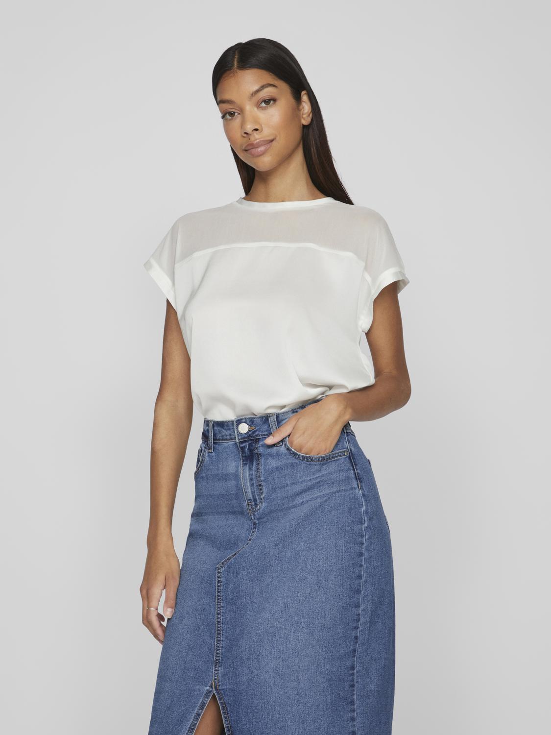VIELLETTE O-NECK S/S MESH TOP - NOO