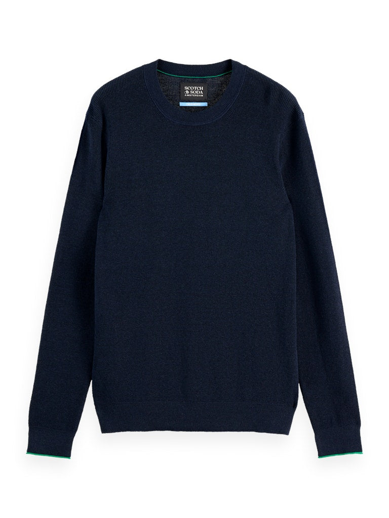 Linnen blend crew neck