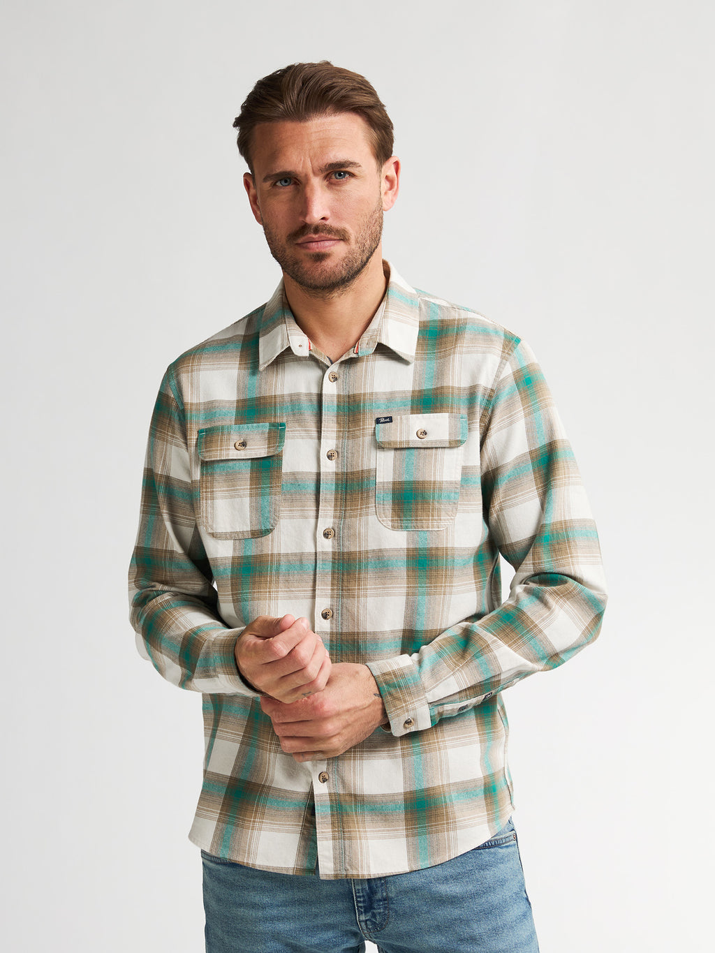 Men Shirt Long Sleeve Check