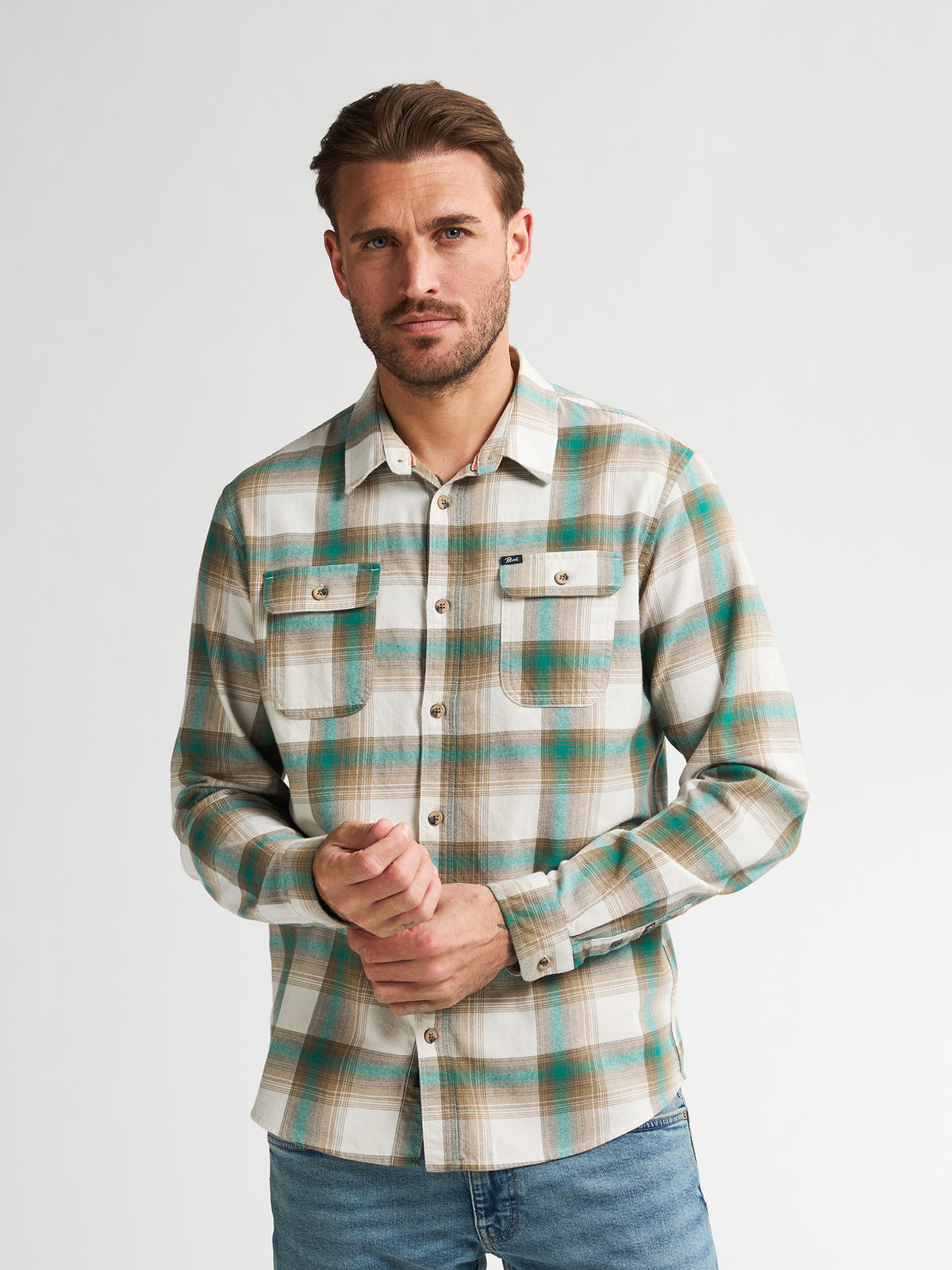 Men Shirt Long Sleeve Check