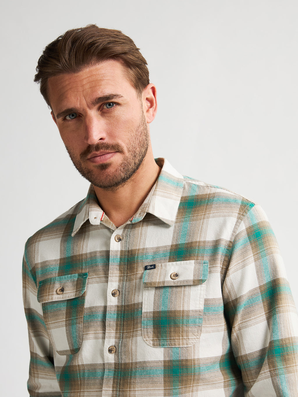 Men Shirt Long Sleeve Check