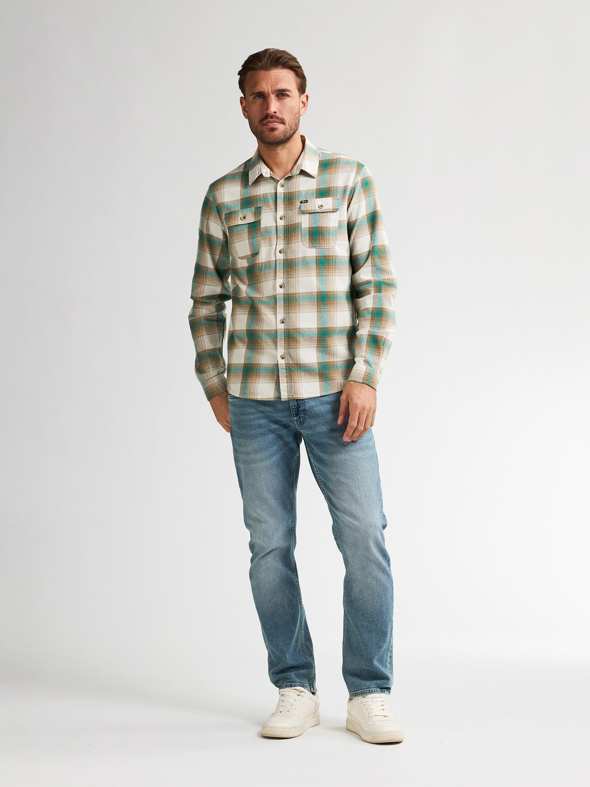 Men Shirt Long Sleeve Check