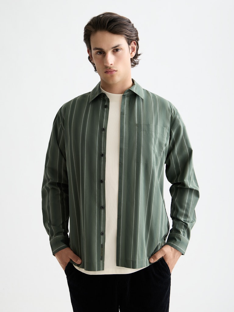 Shadow-stripe relaxed-fit shirt