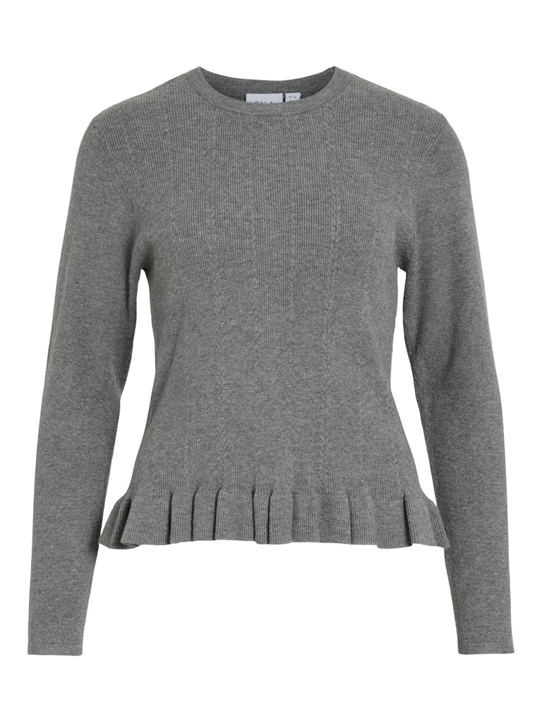 VINORTHY O-NECK L/S FRILL KNIT TOP/