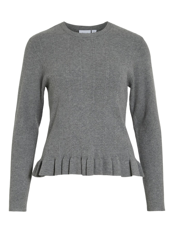 VINORTHY O-NECK L/S FRILL KNIT TOP/