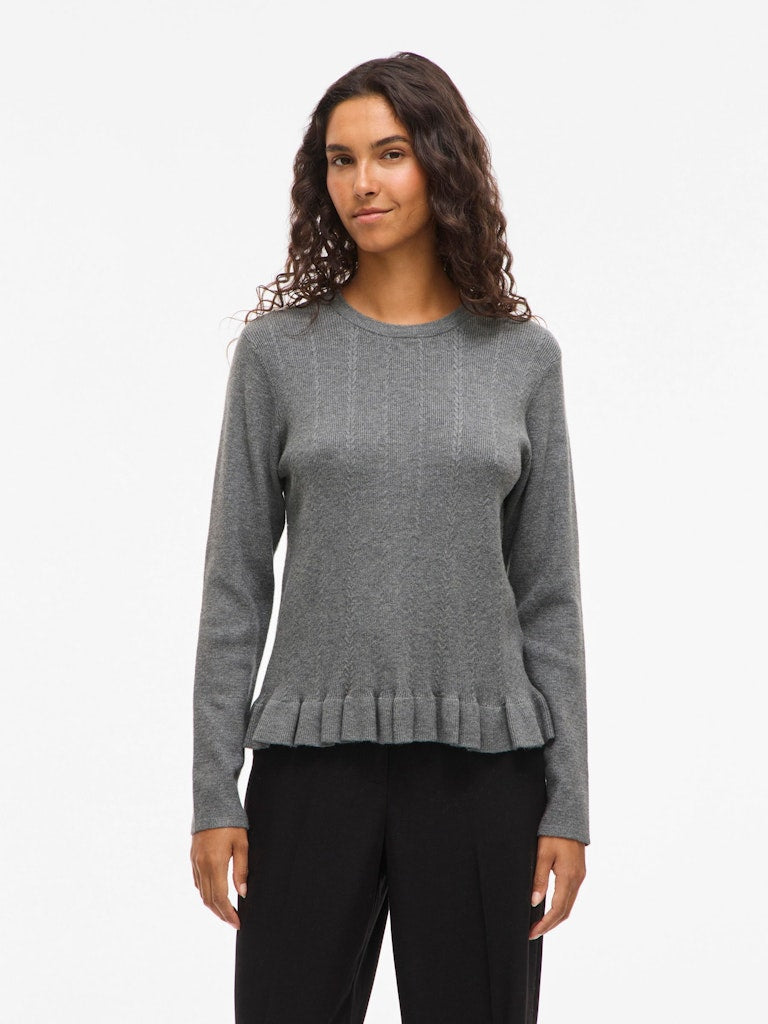 VINORTHY O-NECK L/S FRILL KNIT TOP/