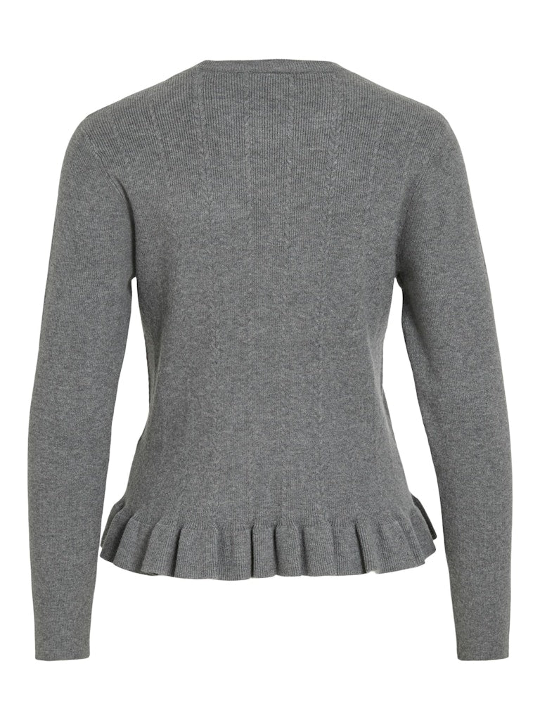 VINORTHY O-NECK L/S FRILL KNIT TOP/