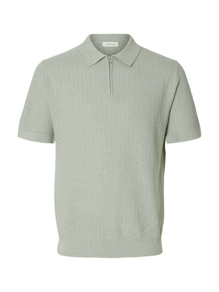 SLHCRAN SS KNIT STRUCTURE ZIP POLO