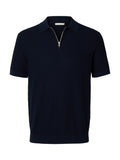 SLHCRAN SS KNIT STRUCTURE ZIP POLO