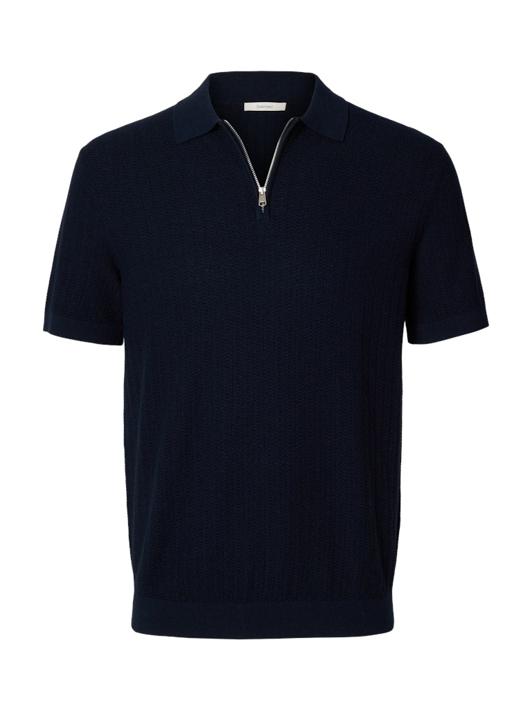 SLHCRAN SS KNIT STRUCTURE ZIP POLO