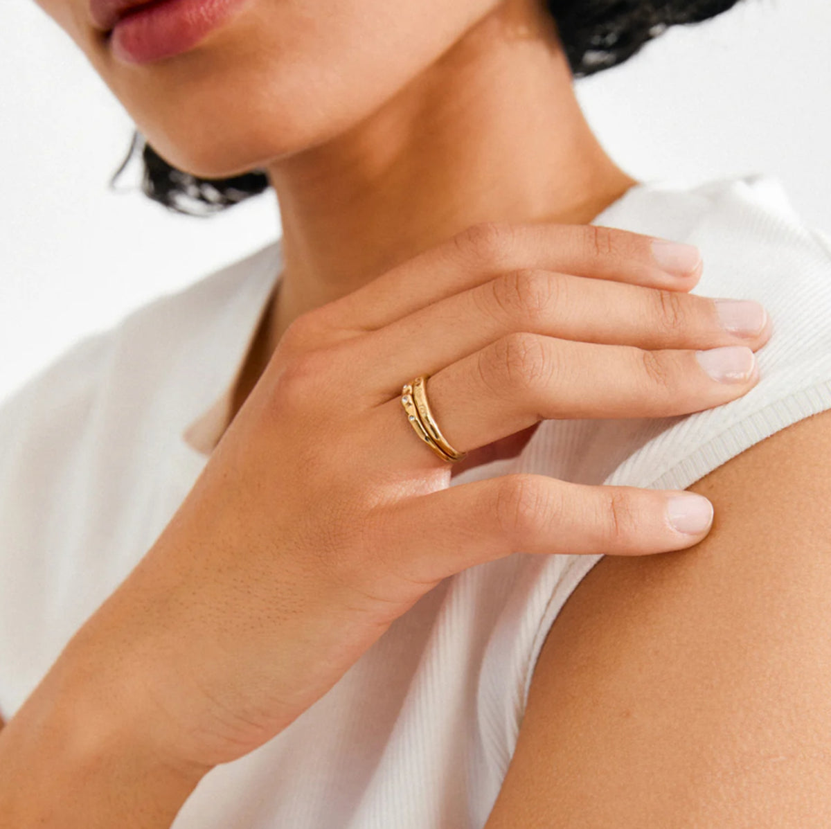 FIRE rings 2-in-1 set, gold-plated