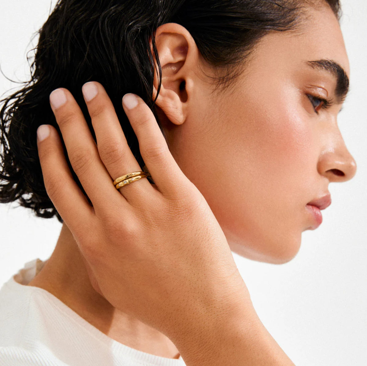 FIRE rings 2-in-1 set, gold-plated