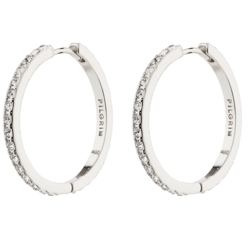 EBNA maxi crystal hoops silver-plat