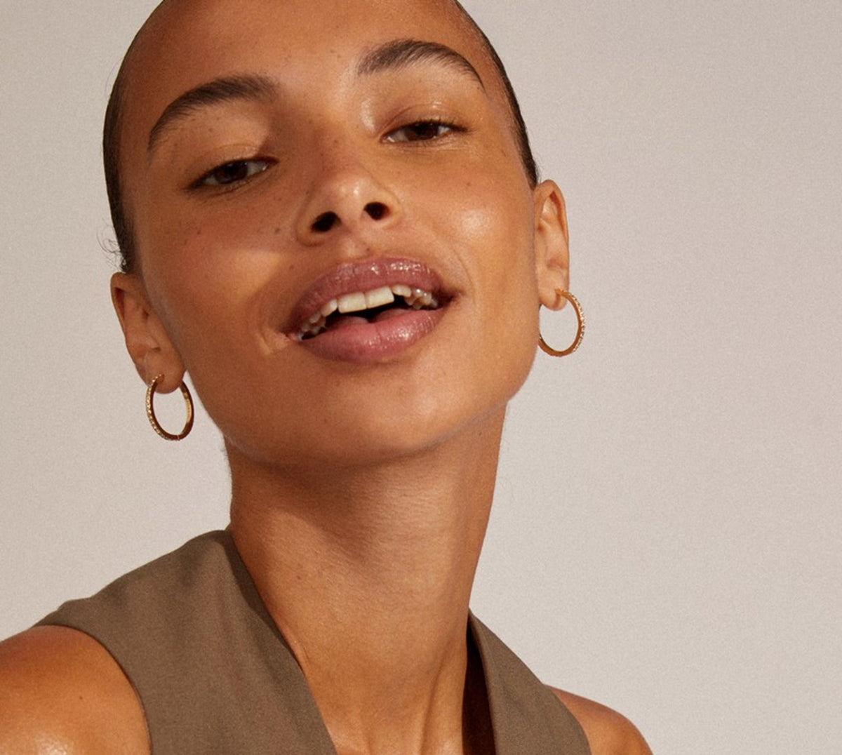 EBNA maxi crystal hoops gold-plated