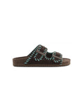 Suede sandal with stitchings
