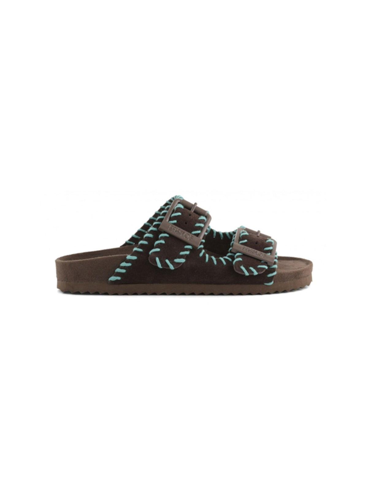 Suede sandal with stitchings