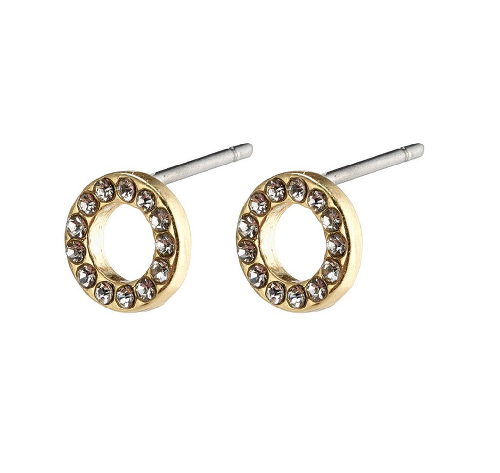 TESSA crystal halo earrings gold-pl