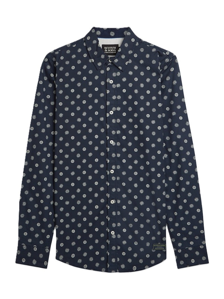 Microprint poplin slimfit shirt