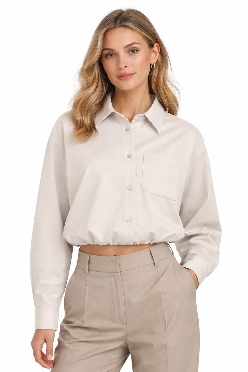 Bluse mit schr?ger Knopfleiste
