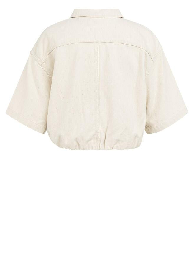 YAYA Kurzjacke mit Reißverschluss und Hemdkragen aus Baumwoll-Leinen-Mix