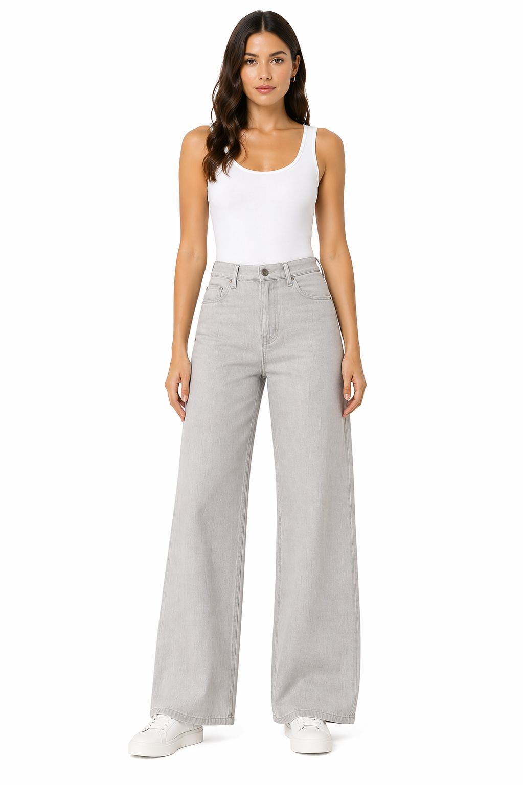 Graue Denimhose