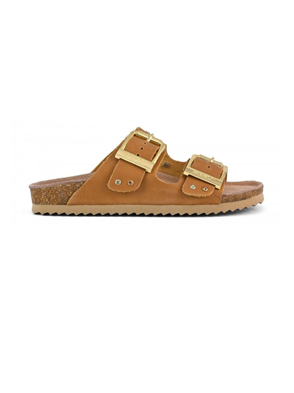 Leder-Sandale aus Nubukleder mit Strass