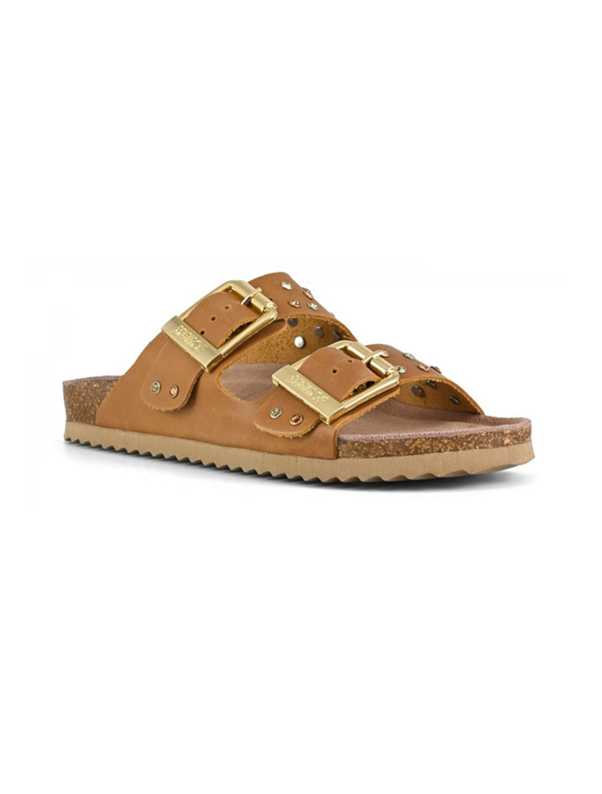 Leder-Sandale aus Nubukleder mit Strass