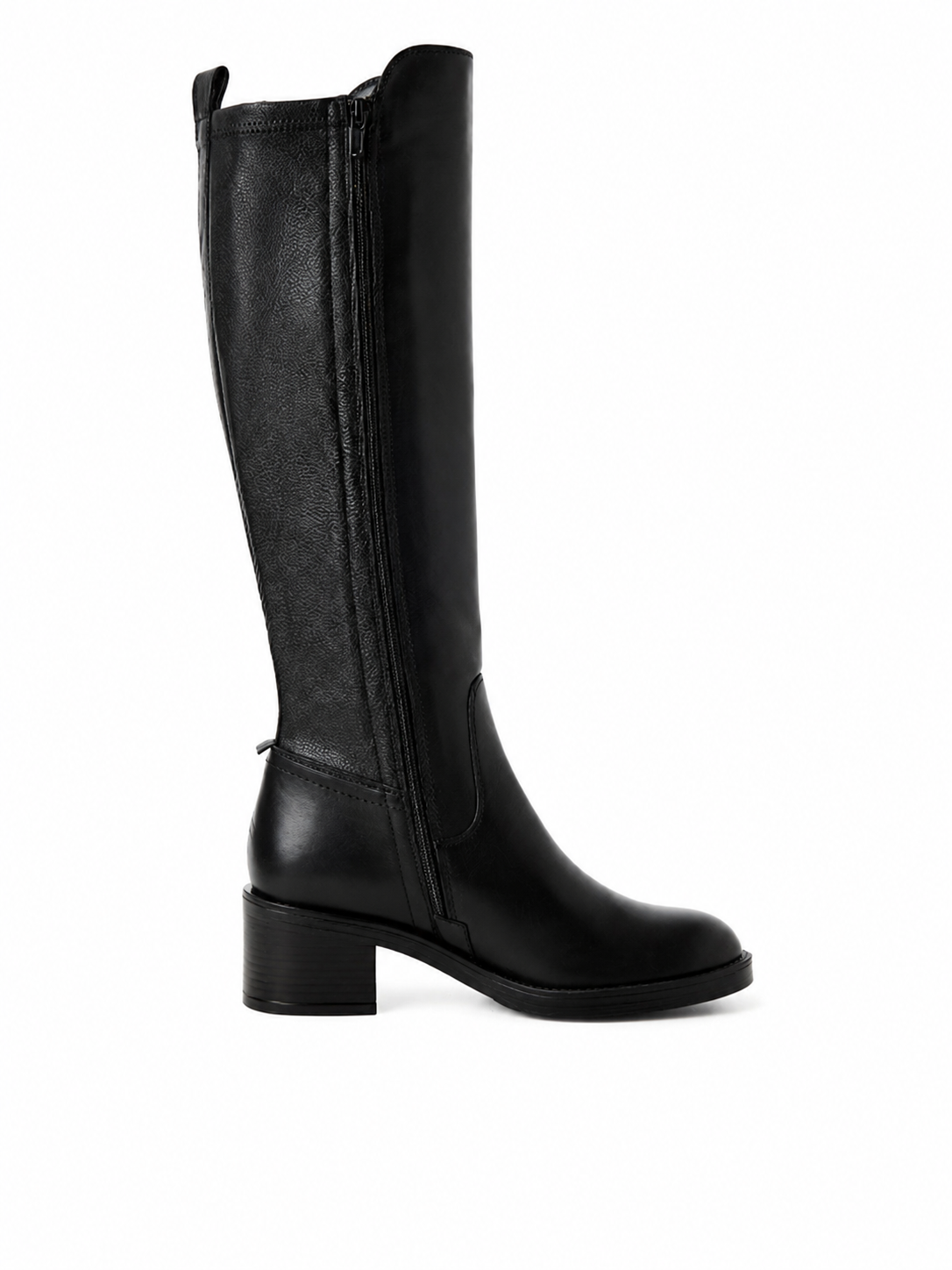 Tamaris - Damen Langschaftstiefel Schwarz aus Leder mit Reißverschluss