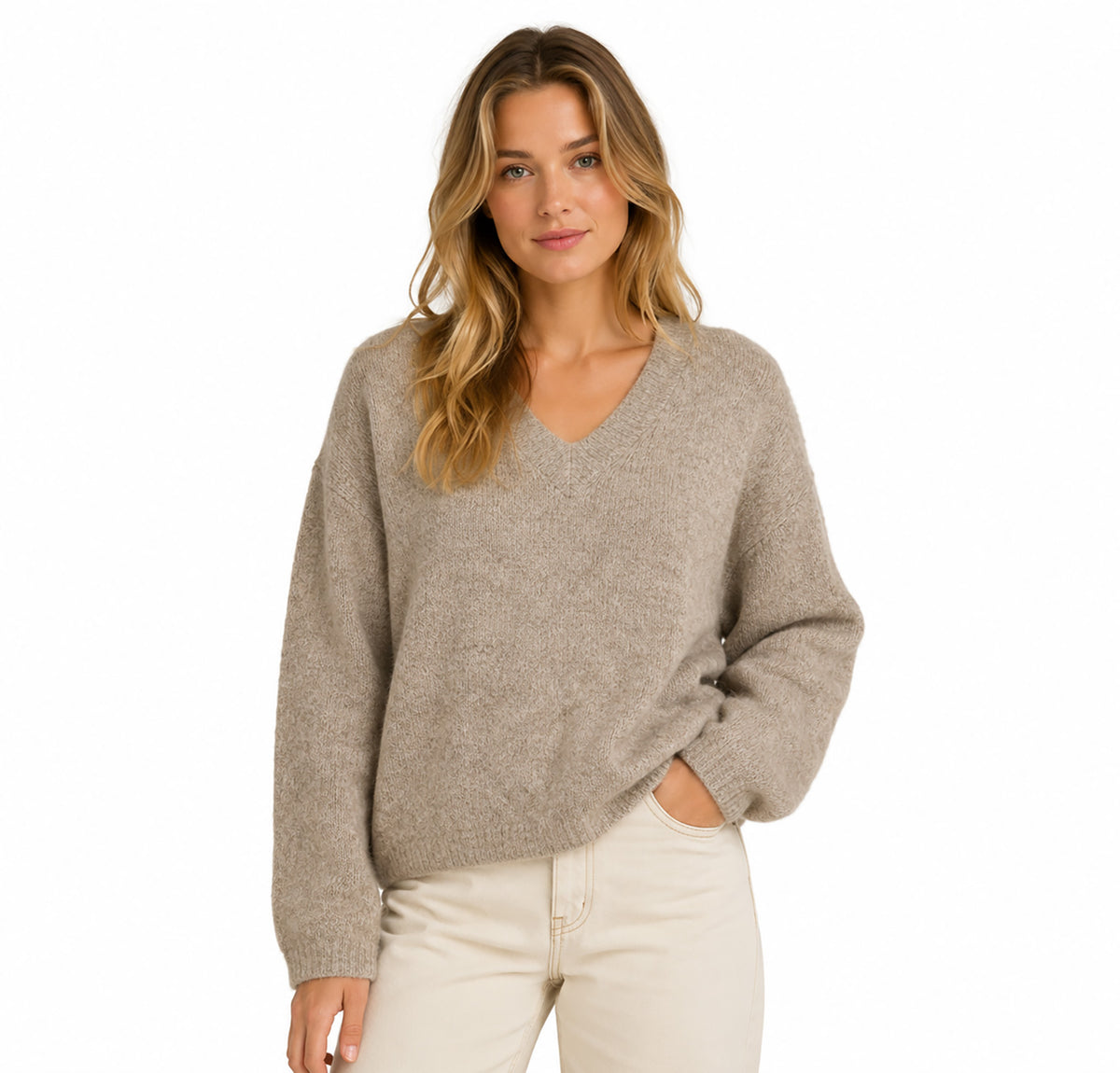 VIMARLEY L/S V-NECK KNIT PULLOVER
