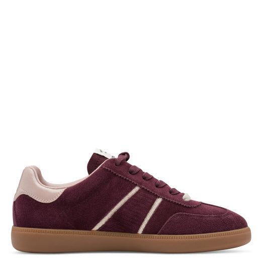 Tamaris - Damen Sneaker Schnürschuh Burgundy aus Leder Textil und Synthetik