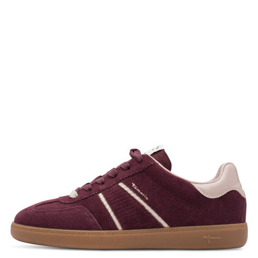 Tamaris - Damen Sneaker Schnürschuh Burgundy aus Leder Textil und Synthetik