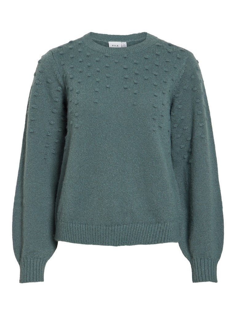 VITULI O-NECK L/S DOT KNIT TOP-NOOS