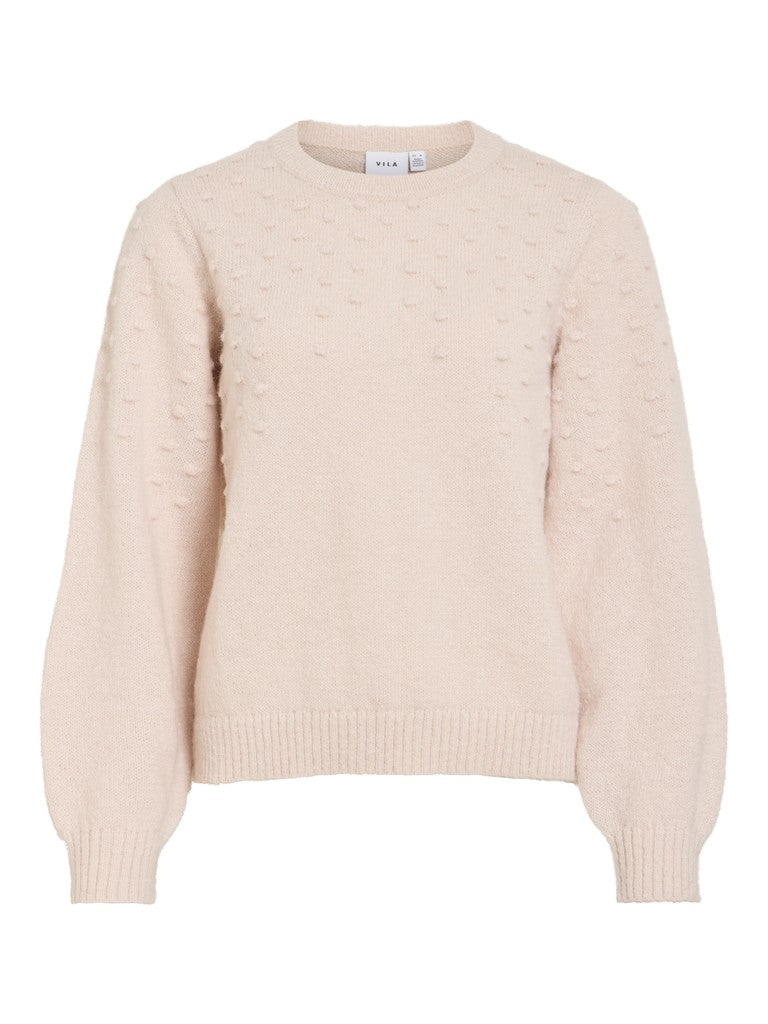 VITULI O-NECK L/S DOT KNIT TOP-NOOS