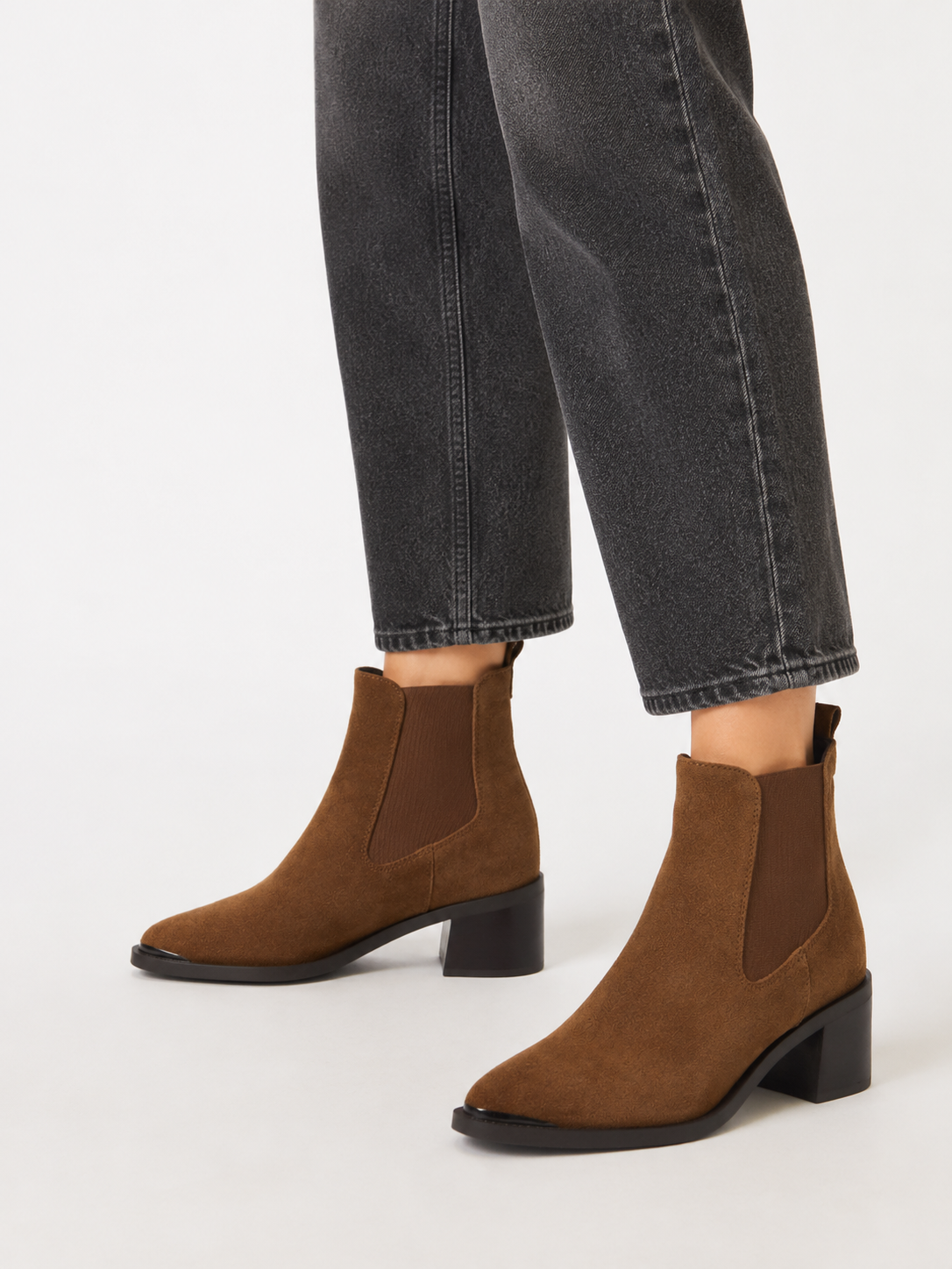 Tamaris - Chelsea-Stiefelette aus Veloursleder mit Blockabsatz