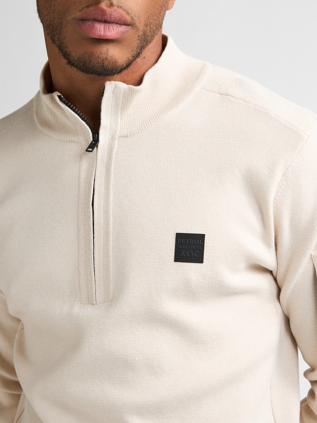 Herren Troyer mit Stehkragen – Feinstrickpullover mit Half-Zip