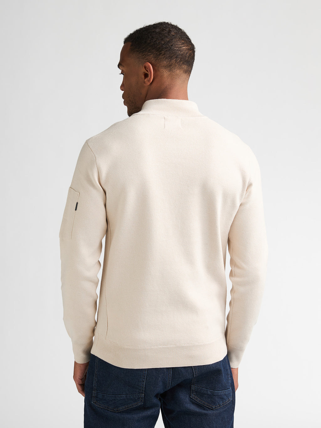 Herren Troyer mit Stehkragen – Feinstrickpullover mit Half-Zip