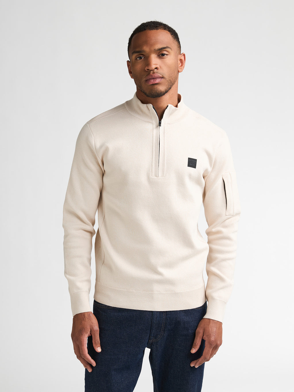 Herren Troyer mit Stehkragen – Feinstrickpullover mit Half-Zip