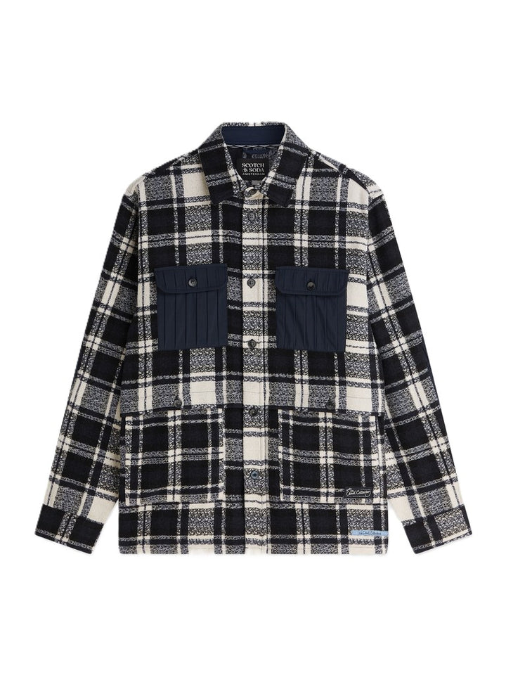 Patchwork relaxed-fit overshirt