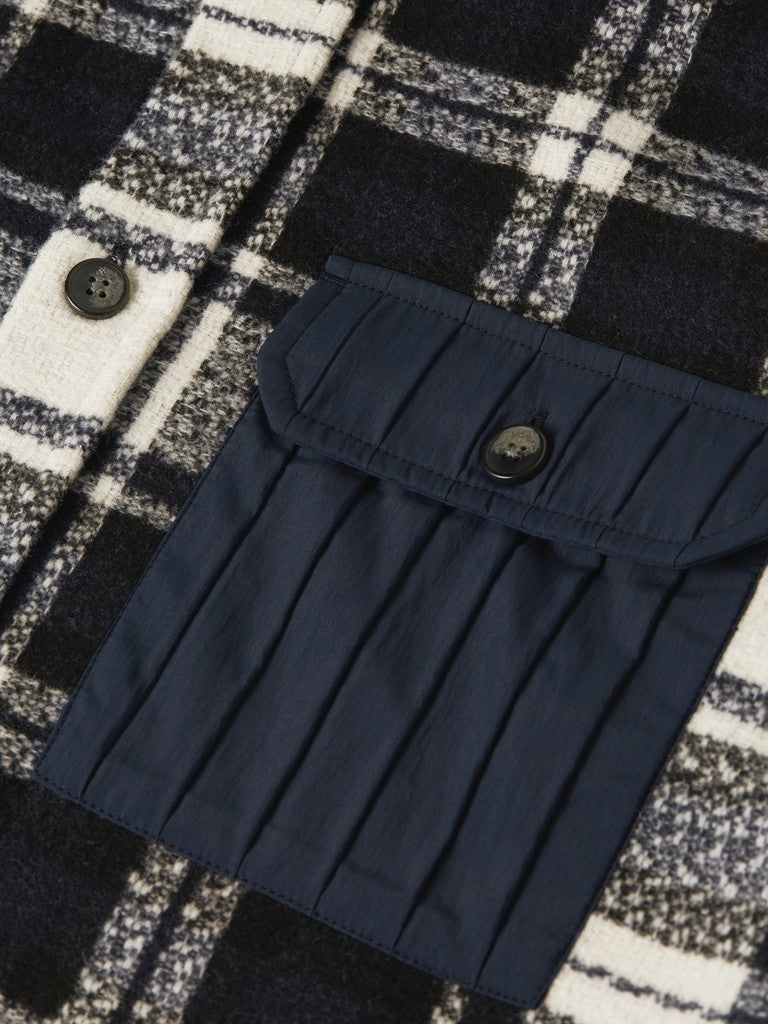Patchwork relaxed-fit overshirt