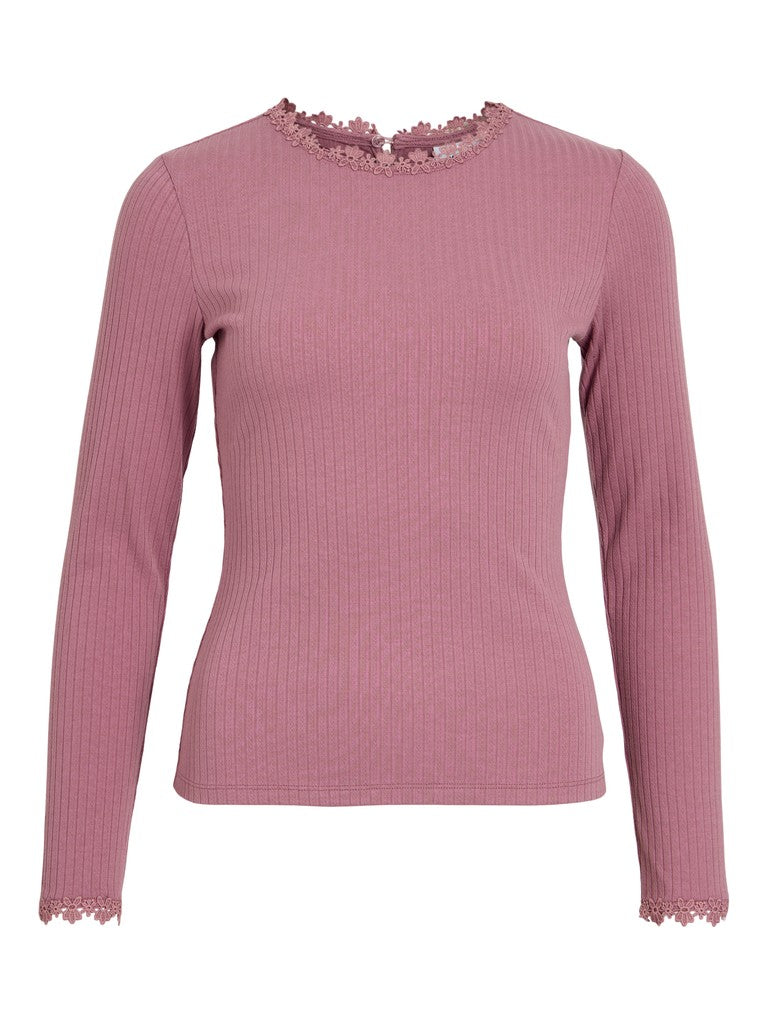 VIBABIA FLOWER O-NECK L/S TOP/LC