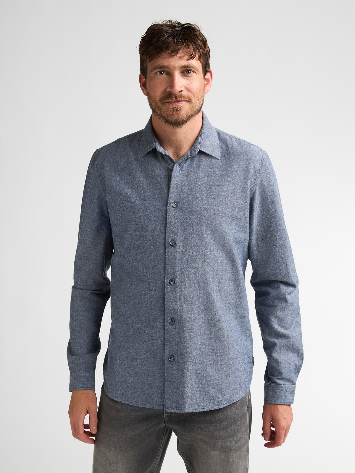 Petrol - Men Shirt Long Sleeve Uni - M-3060-SIL40