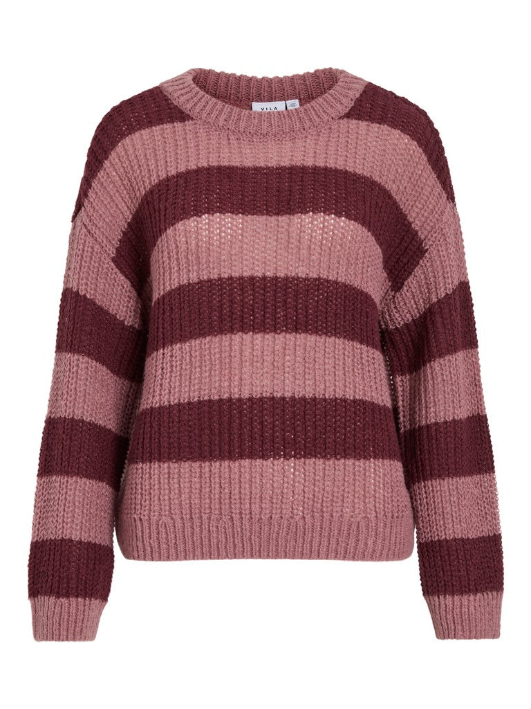 VIOMI O-NECK L/S STRIPE KNIT TOP/RR