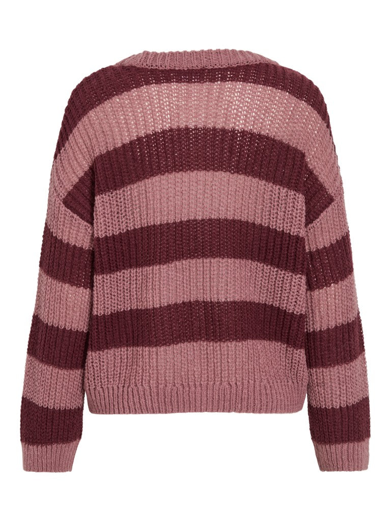 VIOMI O-NECK L/S STRIPE KNIT TOP/RR