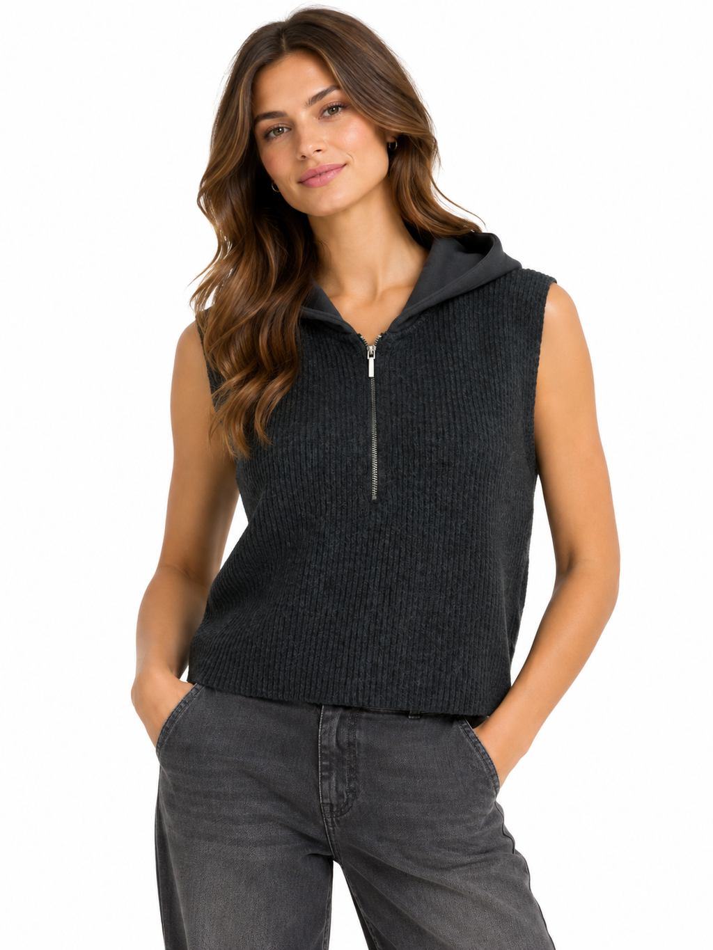 Yaya - Strickoberteil mit Kapuze - 4401-000642-609