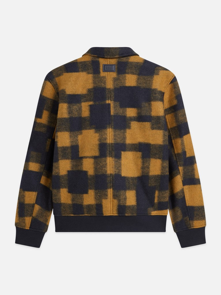 Checked wool-blend bomber jacket
