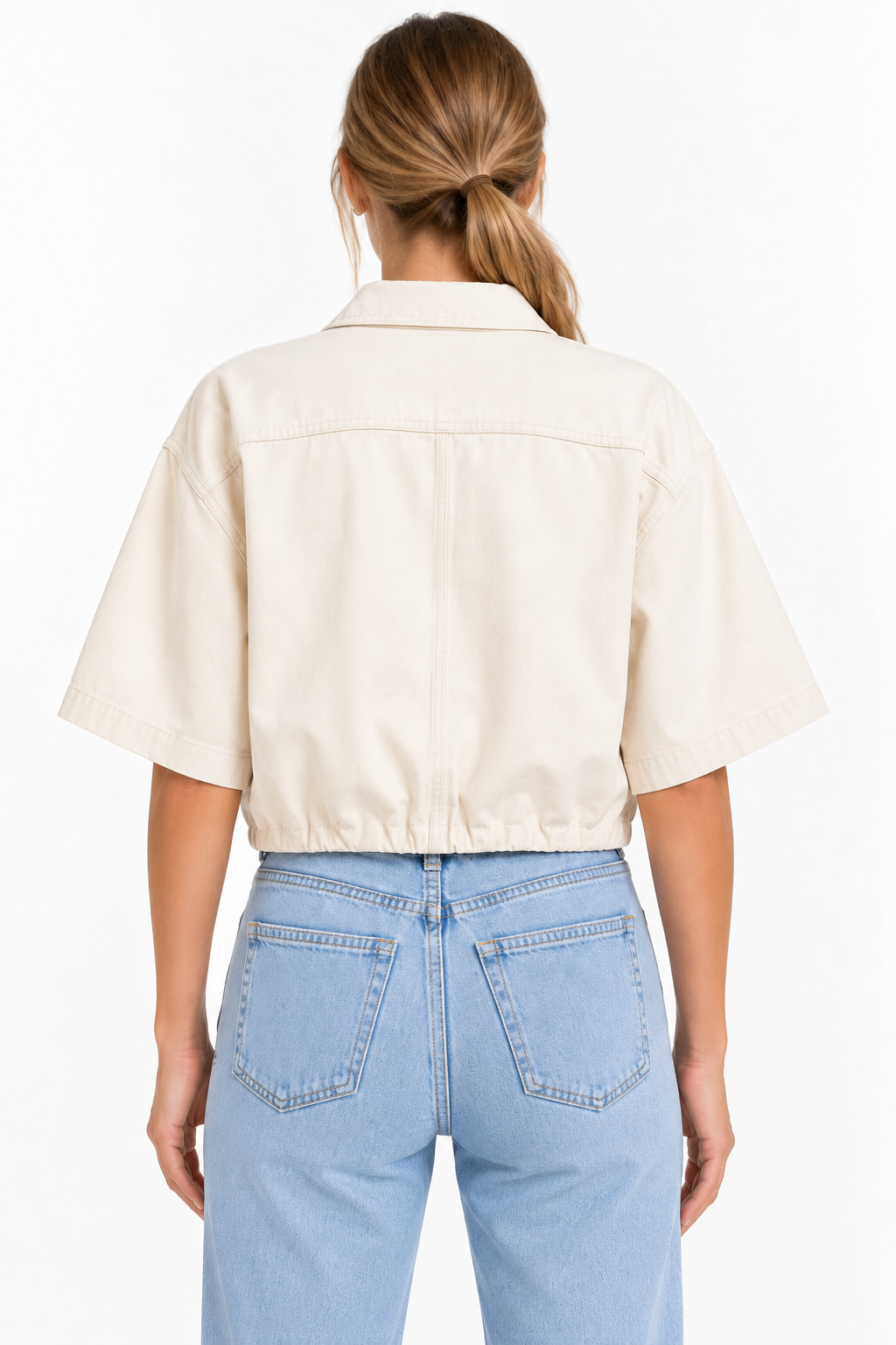 YAYA Kurzjacke mit Reißverschluss und Hemdkragen aus Baumwoll-Leinen-Mix